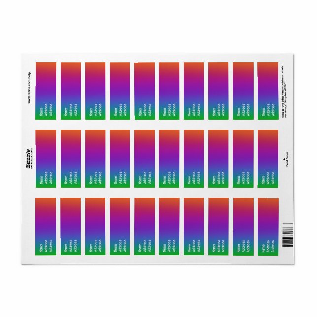 Dark Rainbow Colours Return Address Labels (Full Sheet)