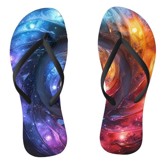 Dark rainbow doughnut rave flip flops (Footbed)