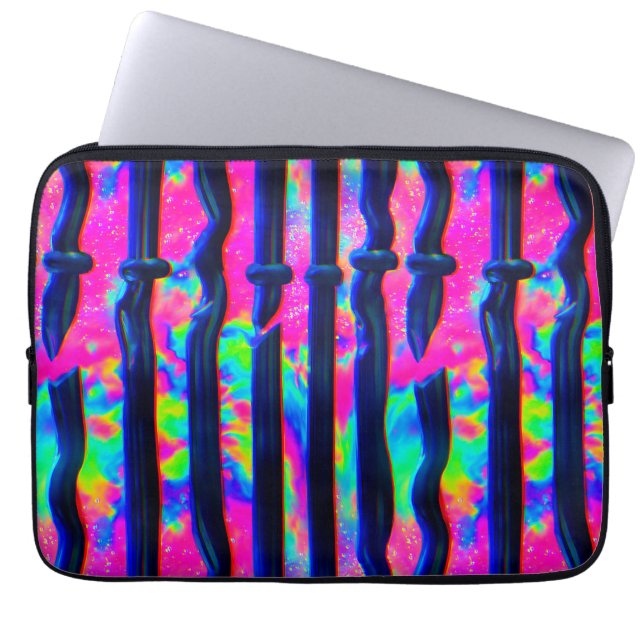 Dark Rainbow Glitch Bars Laptop Sleeve (Front)