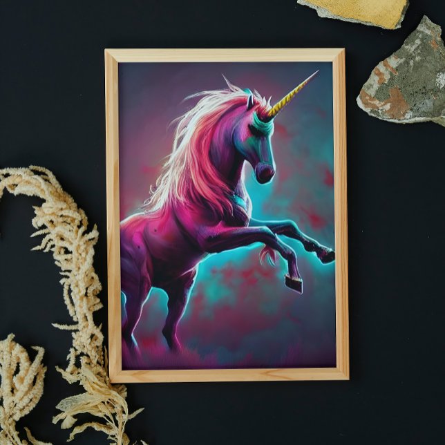 Dark Rainbow Gothic Unicorn AI created digital art Poster (Creator Uploaded)