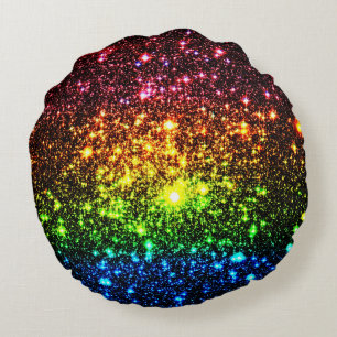 Dark Rainbow Round Pillow