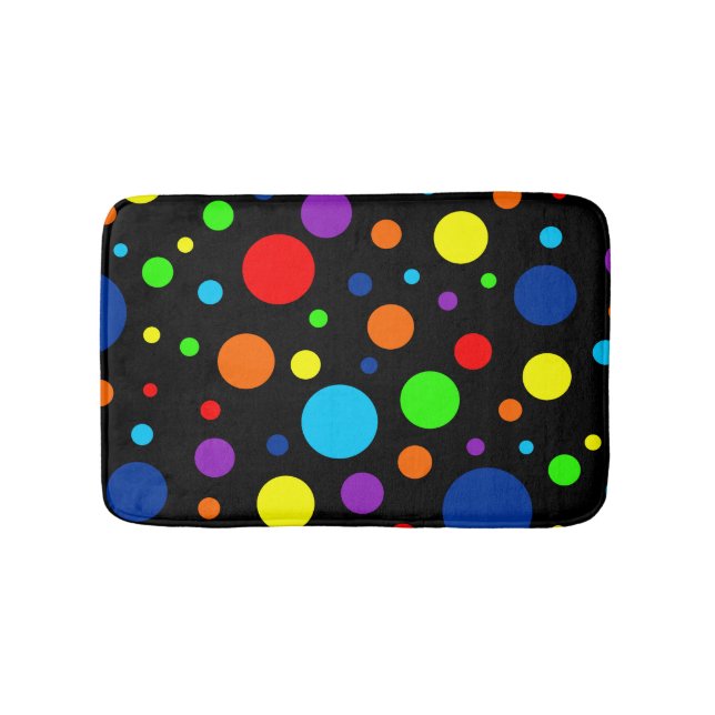 Dark Rainbow Spots Bath Mat (Front)