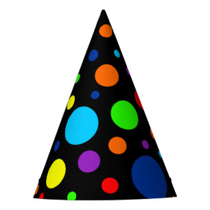 Dark Rainbow Spots Party Hat