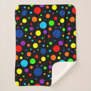 Dark Rainbow Spots Sherpa Blanket