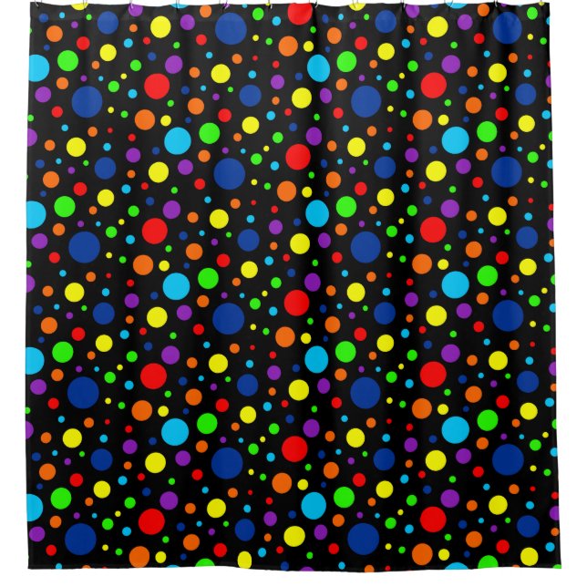 Dark Rainbow Spots Shower Curtain (Front)