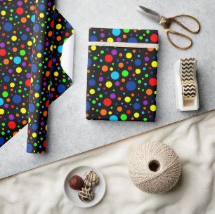 Dark Rainbow Spots Wrapping Paper