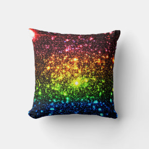 Dark Rainbow Stars Pillow
