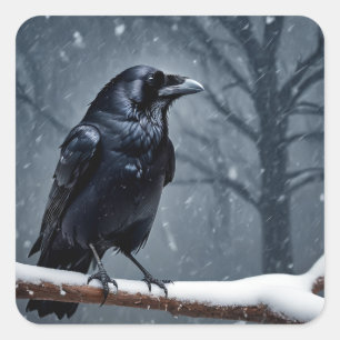 Dark Raven Black Bird Square Sticker
