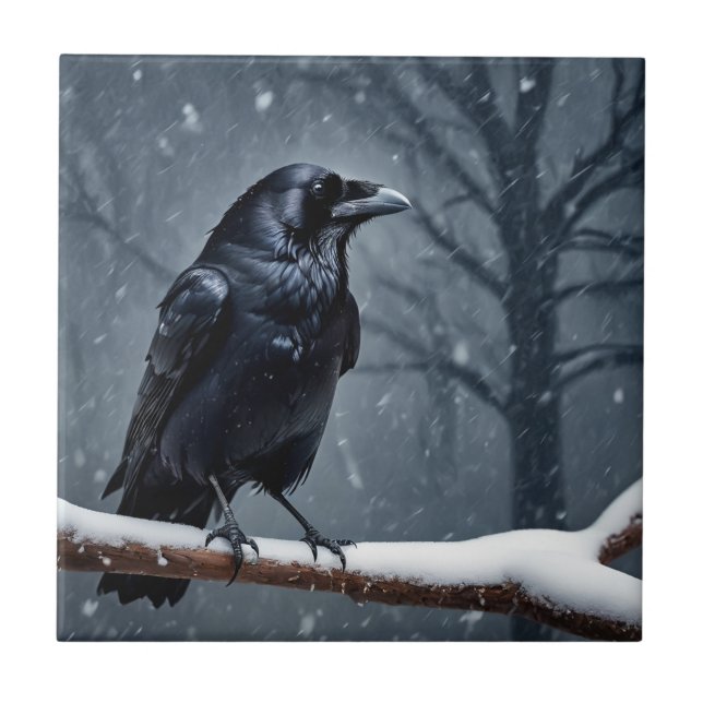 Dark Raven Black Bird Tile (Front)