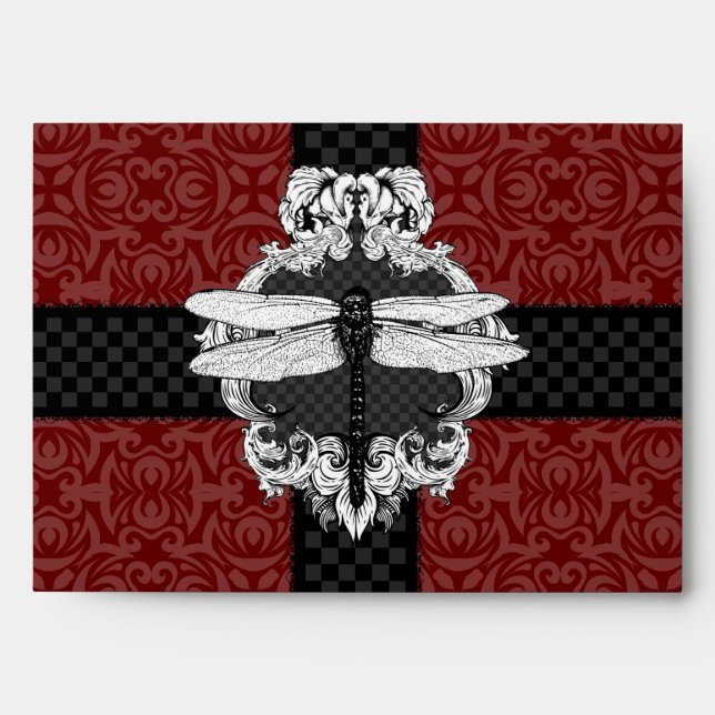 Dark Red A7 Dragonfly Envelopes (Front)