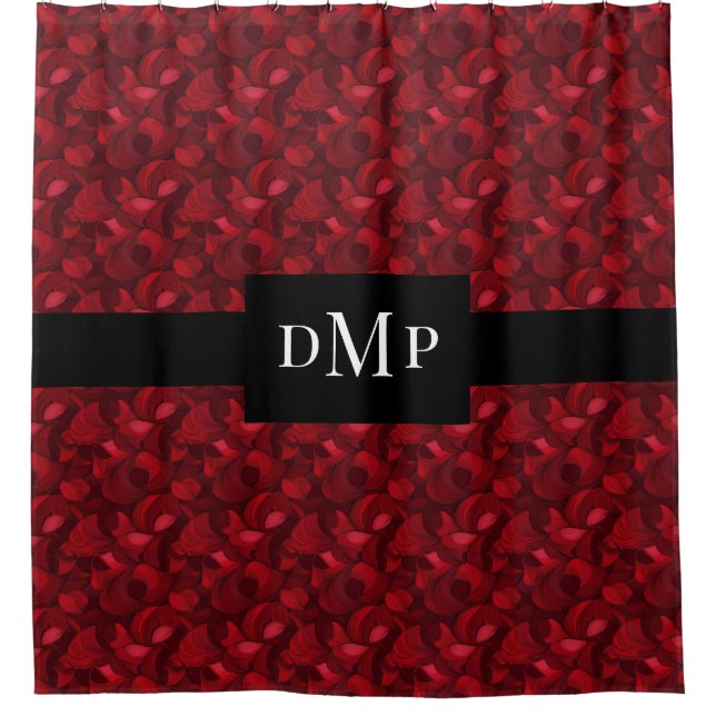 Dark Red Abstract Leaf Pattern Monogrammed (Front)