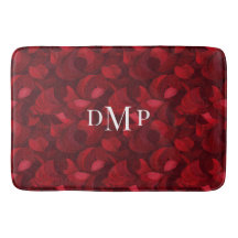 Dark Red Abstract Leaf Pattern Monogrammed