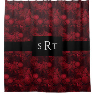 Dark Red Abstract Swirl Pattern Monogrammed