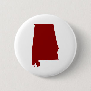 Dark Red Alabama Shape 2 Inch Round Button