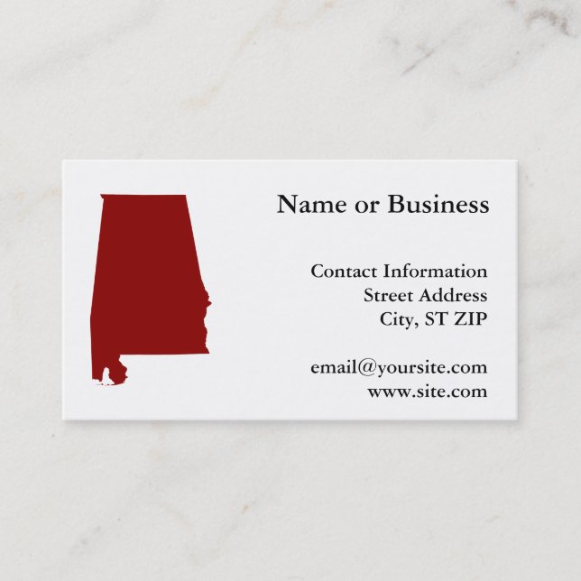 Dark Red Alabama Shape Business Card (Front)