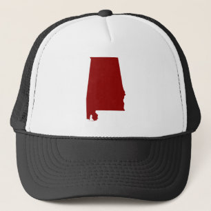 Dark Red Alabama Shape Trucker Hat