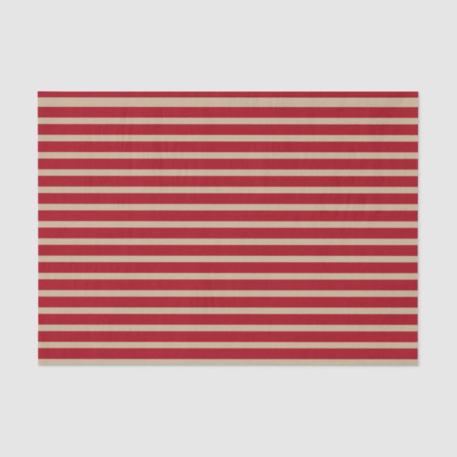Dark Red and Beige Stripes Tissue Paper (Front)