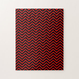 Dark Red and Black Chevron Jigsaw Puzzle