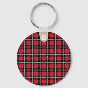 Dark Red and Black Tartan Plaid Pattern Keychain