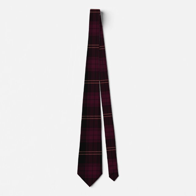 Dark Red and Black Tartan Plaid with Orange  Tie (Front)