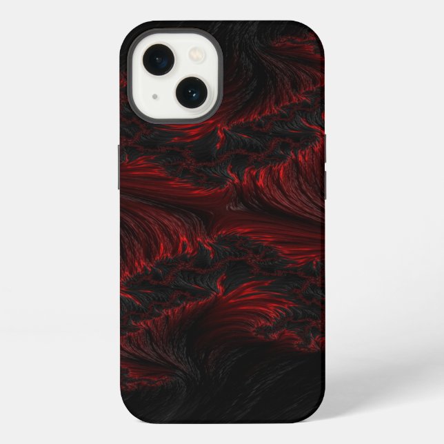 Dark red and black waves hd wallpaper iPhone case (Back)