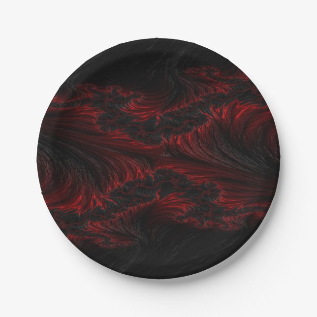 Dark red and black waves hd wallpaper paper plate (Front)