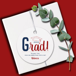 Dark Red and Blue Graduation Cap Favour Tags