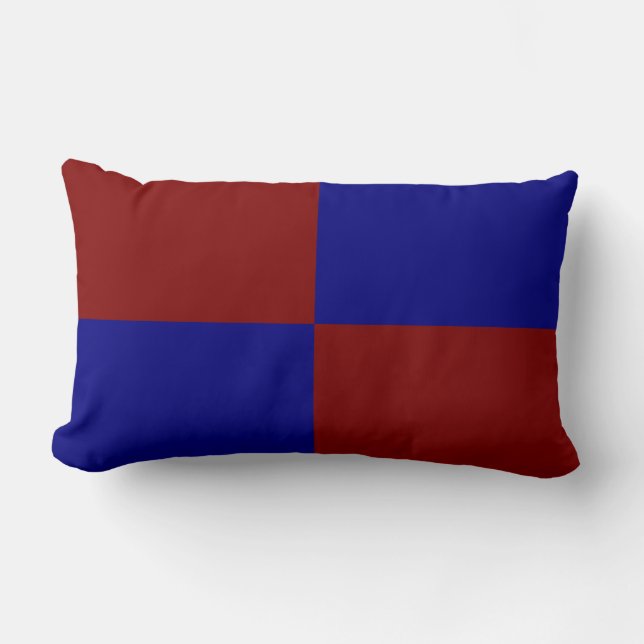Dark Red and Blue Rectangles Lumbar Pillow (Front)