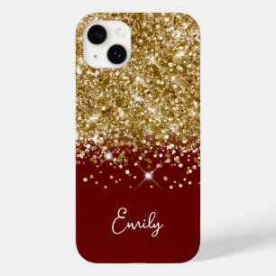 Dark Red and Gold Glitter Glam Case-Mate iPhone 14 Plus Case