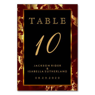Dark Red and Gold Marble - Table Number