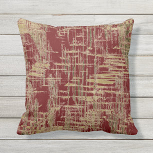 Dark Red and Gold Modern Art Throw Pillow