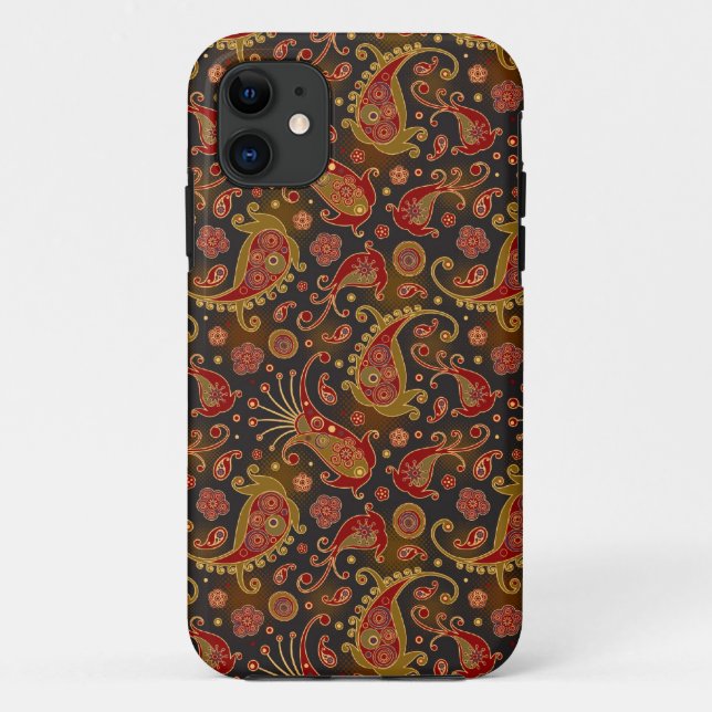 Dark Red and Gold Paisley Pattern Case-Mate iPhone Case (Back)