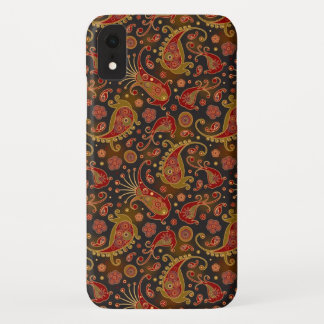 Dark Red and Gold Paisley Pattern iPhone XR Case