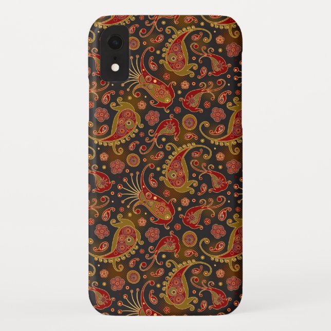 Dark Red and Gold Paisley Pattern Case-Mate iPhone Case (Back)