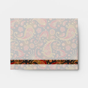 Dark Red and Gold Paisley Pattern Envelopes