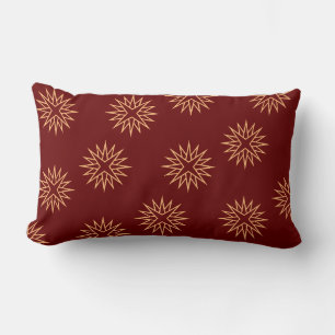 Dark Red and Gold Star Lumbar Pillow