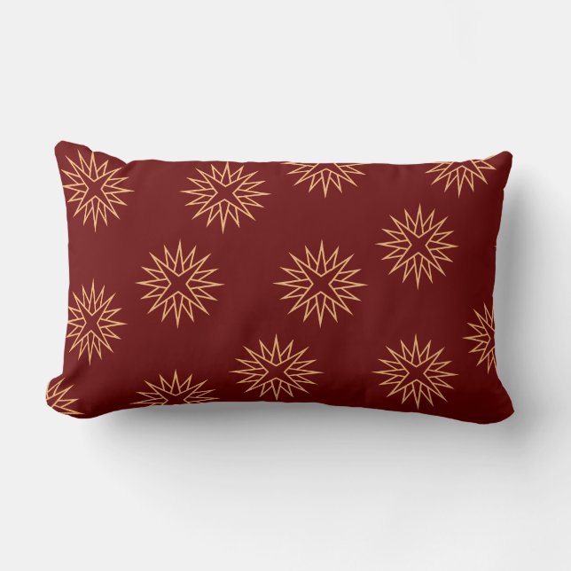 Dark Red and Gold Star Lumbar Pillow (Front)