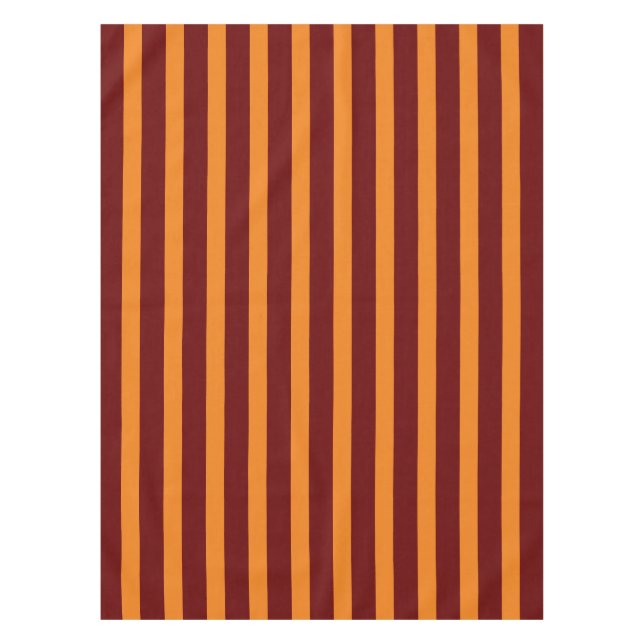 Dark Red And Honey Orange Stripes Tablecloth (Front)
