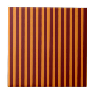 Dark Red And Honey Orange Stripes Tile