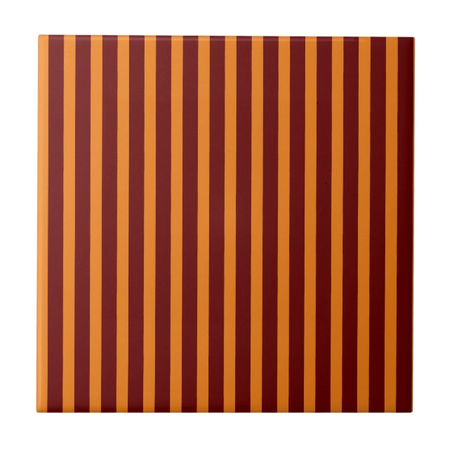 Dark Red And Honey Orange Stripes Tile (Front)