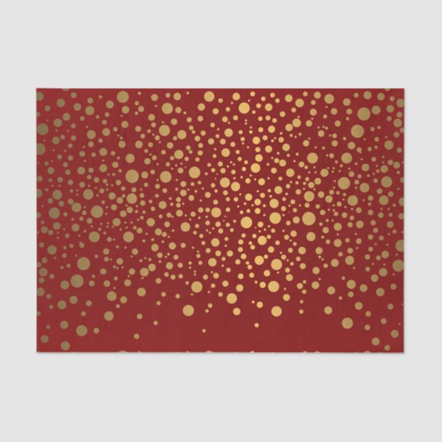 Dark Red and Metallic Gold Confetti Tissue Paper (Front)
