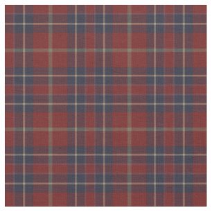 Dark Red and Navy Blue Rustic Plaid Fabric