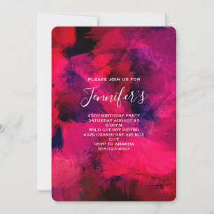 Dark Red and Purple Abstract Birthday Invitation