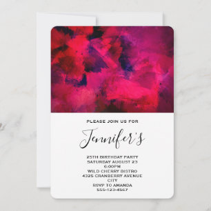 Dark Red and Purple Abstract Birthday Invitation