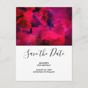 Dark Red and Purple Bold Birthday Save the Date Invitation Postcard