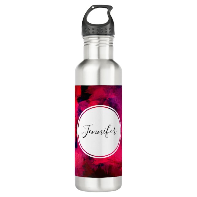 Dark Red and Purple Bold & Modern Abstract 710 Ml Water Bottle (Front)