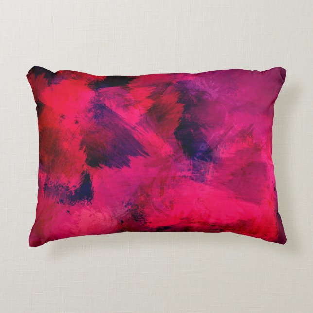Dark Red and Purple Bold & Modern Abstract Accent Pillow (Front)