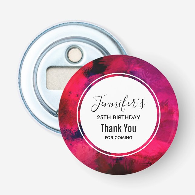 Dark Red and Purple Bold Modern Abstract Birthday Bottle Opener (Front)