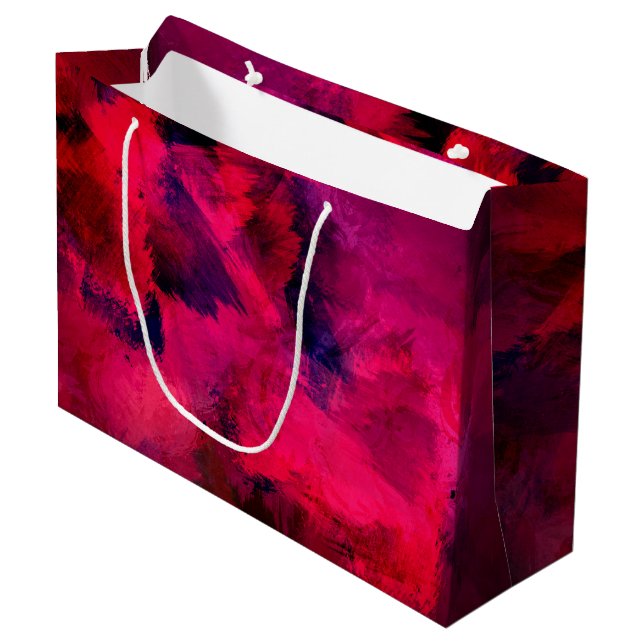 Dark Red and Purple Bold Modern Abstract Birthday Large Gift Bag (Front Angled)
