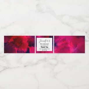 Dark Red and Purple Bold Modern Abstract Birthday Water Bottle Label